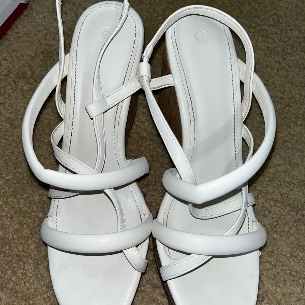 White Strappy Wedge Sandals - Picture 6 of 10